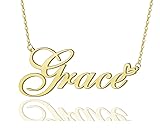 AOLO Grace Heart Name Necklace 18k Gold Plated
