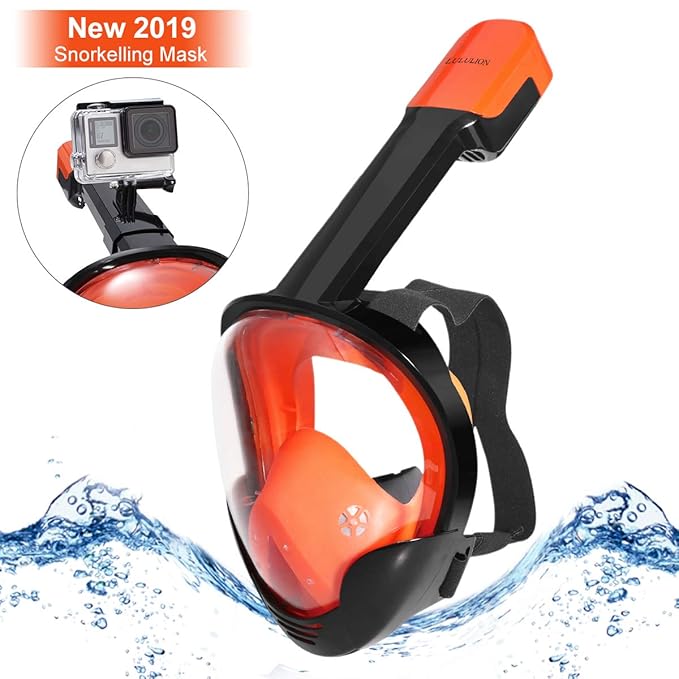 iBaseToy 2019 Schnorchel-Maske - Vollgesichts-Schnorchel-Maske mit Doppelkanal, 180 Panorama-Atemschutzmasken mit kompatiblem