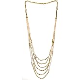 Red Beads Long Statement Necklace Multi-Strand Waterfall Chains with Crystal Beads Charms Pendant