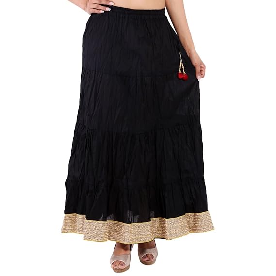Women's A-Line Skirt (SKT363_Black_Free Size)