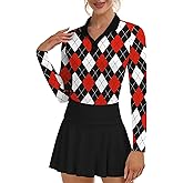 Soneven Womens Golf Shirts Moisture Wicking V Neck Long Sleeve Polo Shirts Collared Tops