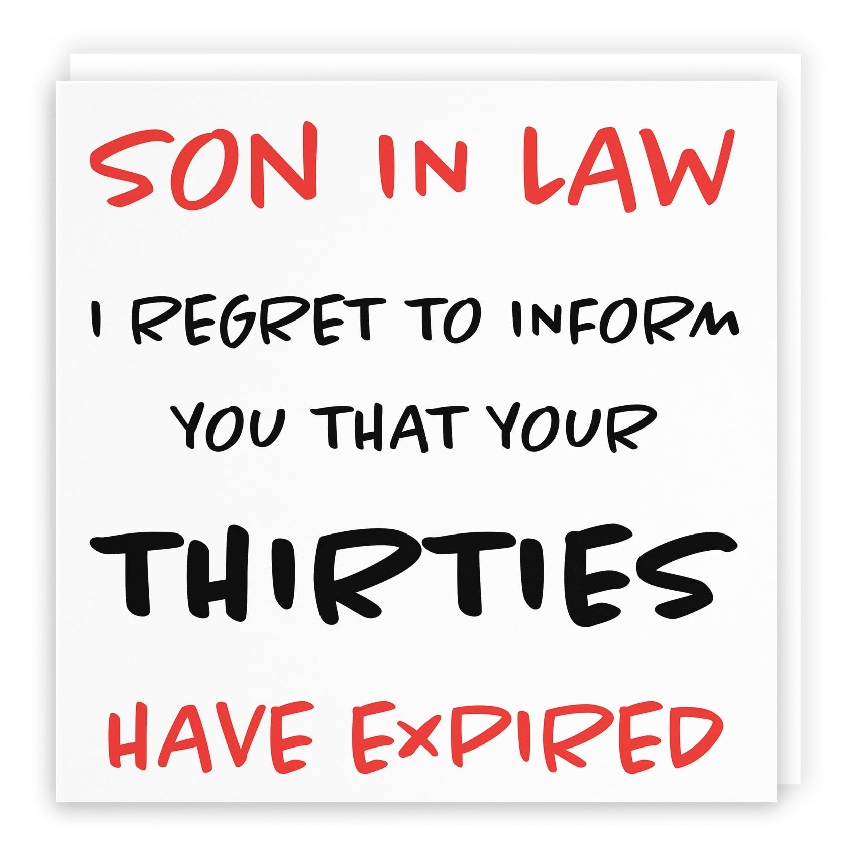 Hunts England - Large Son In Law 40th Funny Birthday Card - Son In Law - I Regret To Inform You That Your Thirties Have Expired - Retro Collection - Large - 210 x 210 mm - Age 40