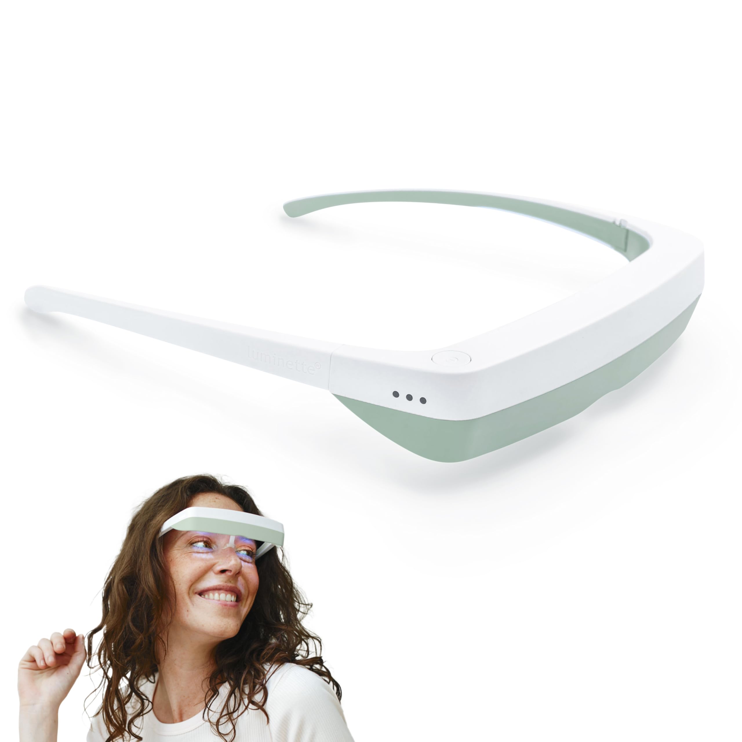 Luminette 3 Light Therapy Glasses - Wearable Light Therapy Lamp - Blue Enriched White LED Sun Lamp - Natural Relief for Sleep Problems & Jet Lag (Green)