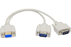 PNGKNYOCN 30cm DB9 Y Splitter Cable DB9 9 Pin 1 Female ale to 2 Male Rs232 Serial Splitter Adapter Straight-Through Cable YOU