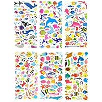 Asian 108 Markets SET020-FISH 6 Sheets Sea World 3D Stickers for Kids - Puffy Dimensional Stickers - (Clownfish, Whale, Dolphins, Cuttlefish, Sharks, Angelfish etc.) Size 3.75 X 7 Inch./Sheet