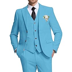 High-End Suits Retro Mens Linen Suit Slim Fit 3