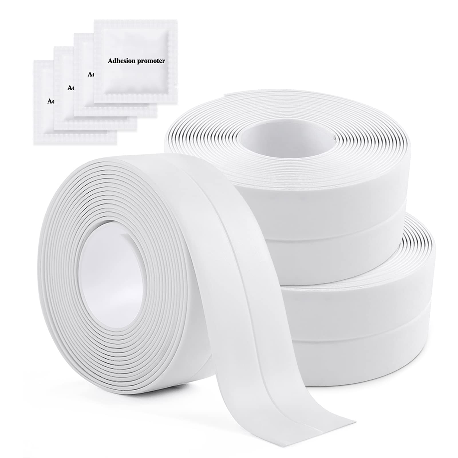 Senbaler 3 Rolls Bath Sealant Sealing Strip,Gap Tape PVC,Waterproof Caulk Tape for Kitchen Sinks,Bathtub,Toilet (White)