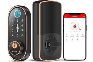Keyless Entry Door Lock - Fingerprint Smart Deadbolt: SMONET Smart Biometric Deadbolt, Electronic Touchscreen Keypad Digital Door Lock with Code, ‎Work with Alexa for Homes and Hotel Oil Rubbed Bronze