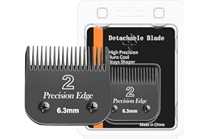 NEWBULU Professional Detachable Replacement stainless steel Blades set,compatible with Andis AGC,BDC,BGC,MBG Series,oster Classic 76/Star-Teq/Power-Teq Clippers，2# blade (cutting length 1/4-Inch 6.3mm）black
