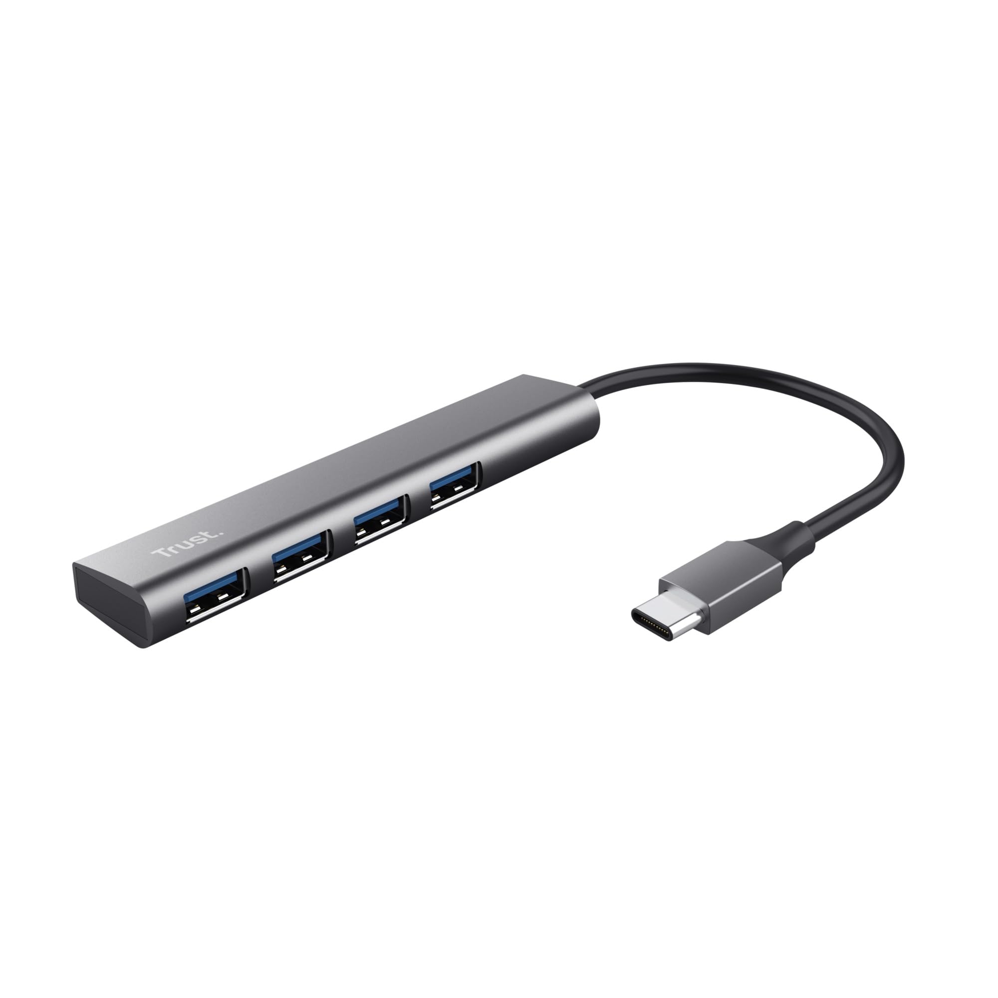 Trust Halyx USB-C Hub 4-Port USB-A 3.2 Gen 1, Thin and Compact Data Hub, 5 Gbps Data Transfer Speed, Plug & Play, Slim Portable USB Splitter for PC, Computer, Desktop, Laptop, Macbook