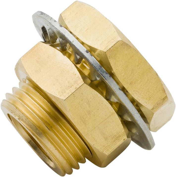 Legines Brass Pipe Fitting, Bulkhead Coupling, Bulkhead Tank Fitting, Frame Nipple, 1/4" NPT Female,（3/4-16UNF) 0.98" Male, 15/16" Length (5 pcs)