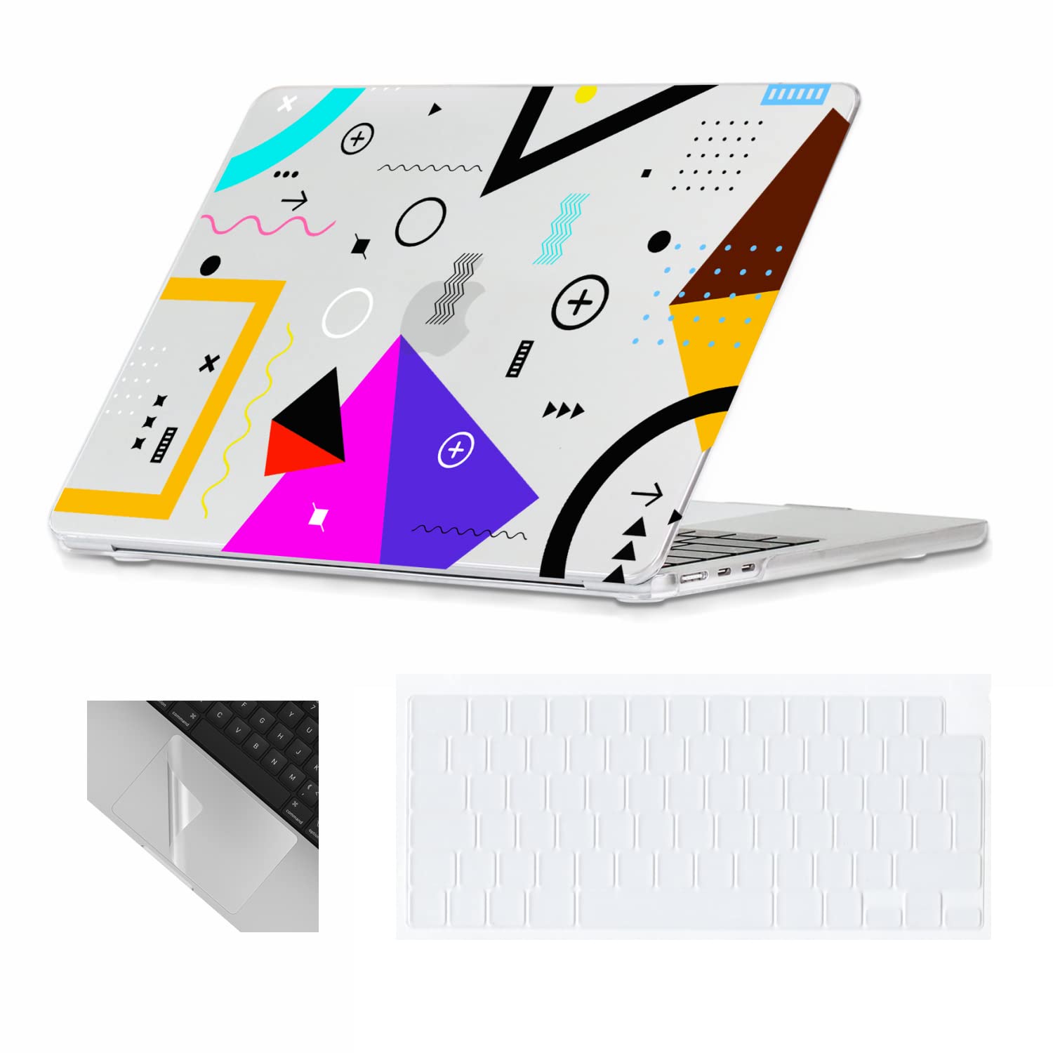 Se7enline Compatible with MacBook Air 13.6 inch Case A2681/A3113/A3240 for 2022-2025 13 inch Mac M2/M3/M4 Laptop Hard Shell Design Case&Keyboard Cover Skin&Touchpad Protector, Icons & Geometry — image 1