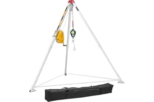 VEVOR Confined Space Tripod Kit, Heavy Duty Rescue Tripod Lifting Hoist 2600 lbs Winch, 4.76 ft Adjustable Legs, 98.5 ft Cabl