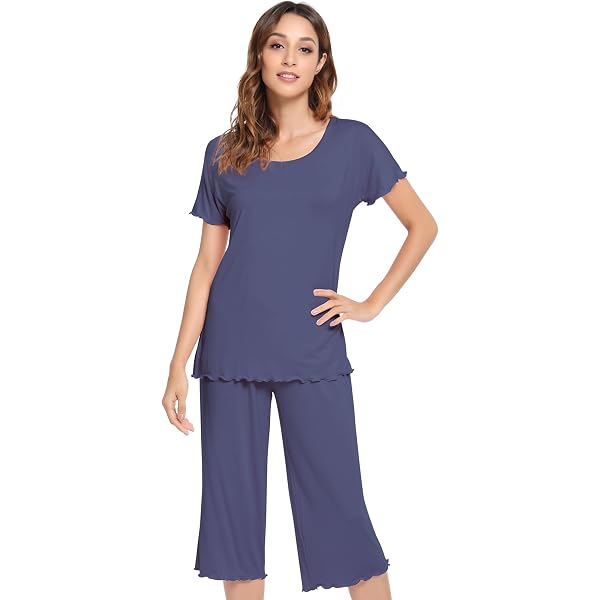 GYS Women's Bamboo Viscose Capri Pajama Set - 3-Piece With Tank, Pants & Headband - View #11