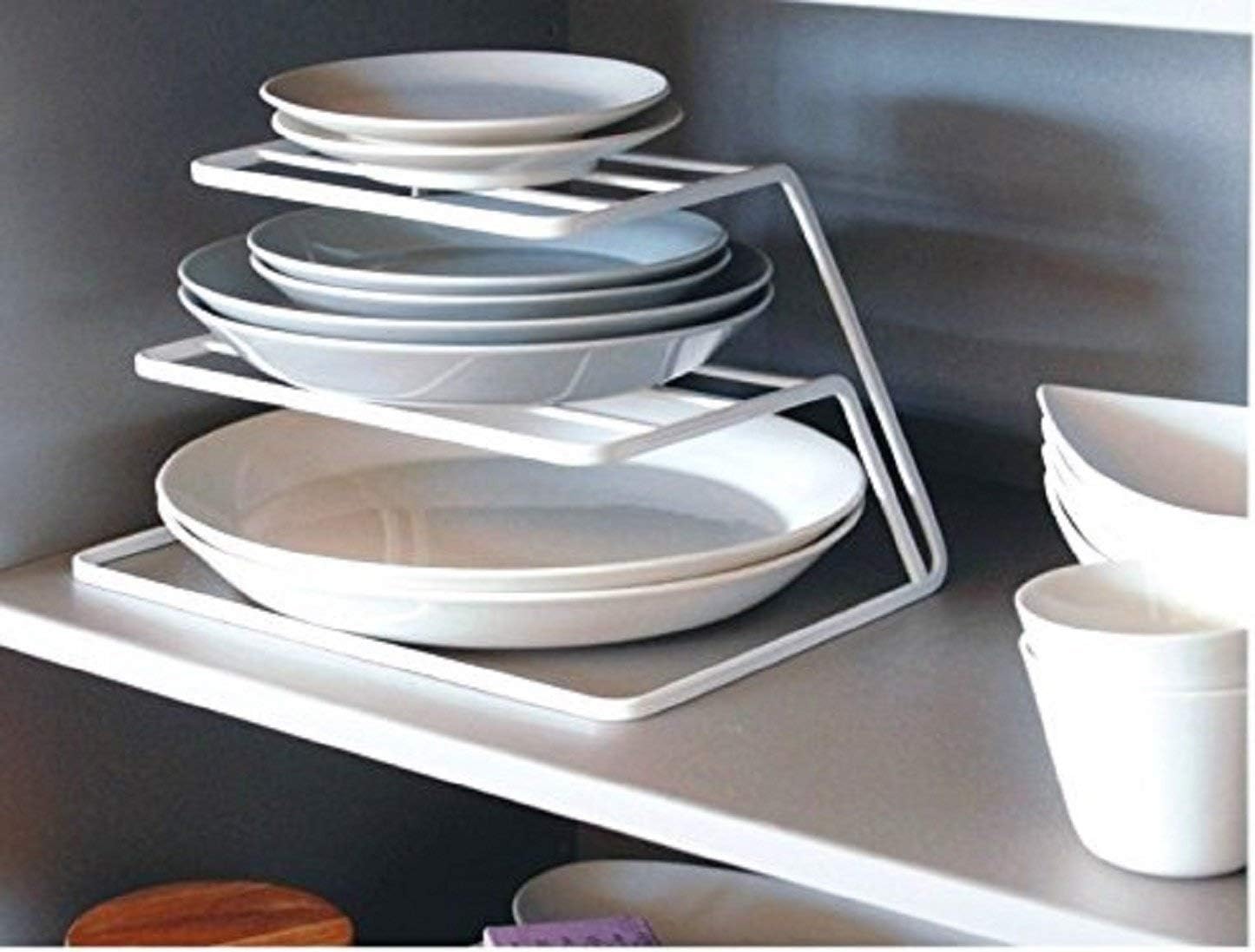 Celona Plate Stand for Kitchen Storage, Two Floors mild Steel