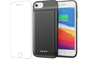QTshine Battery Case for iPhone 8/7/6s/6/SE (2022/2020),[2025 Upgraded] 7000mAh Ultra-Slim Portable Extended Charger Cover for iPhone 8/7/6s/6/SE (2022/2020) Charging Case (4.7 Inch)-Black