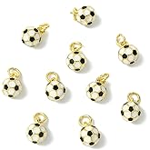 UR URLIFEHALL 10 pcs Brass Football Sports Charms Real 18K Gold Plated Ball Games Pendants Charms for DIY Necklace Bracelet Jewelry Making Accessories