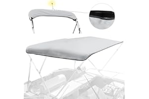 YIMSTING 3 Bow Bimini Top Replacement Canvas for Boat with Light Hole and Storage Boot, Easy Install Zipper Sleeves, Heavy Duty Waterproof, 900D Marine Sun Shade Boat Canopy Without Frame, 6'L 73"-78" W Grey