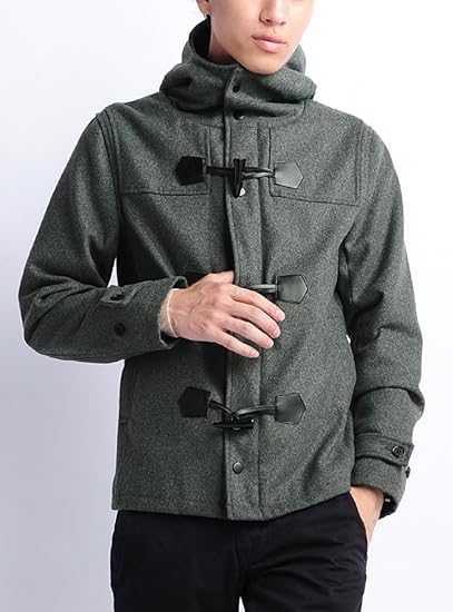 Amazon グレー M ダッフルコート メンズ ショート ウール メルトン 長袖 アウター ジャケット 男性 ショート丈 Dsp コート ジャケット 通販