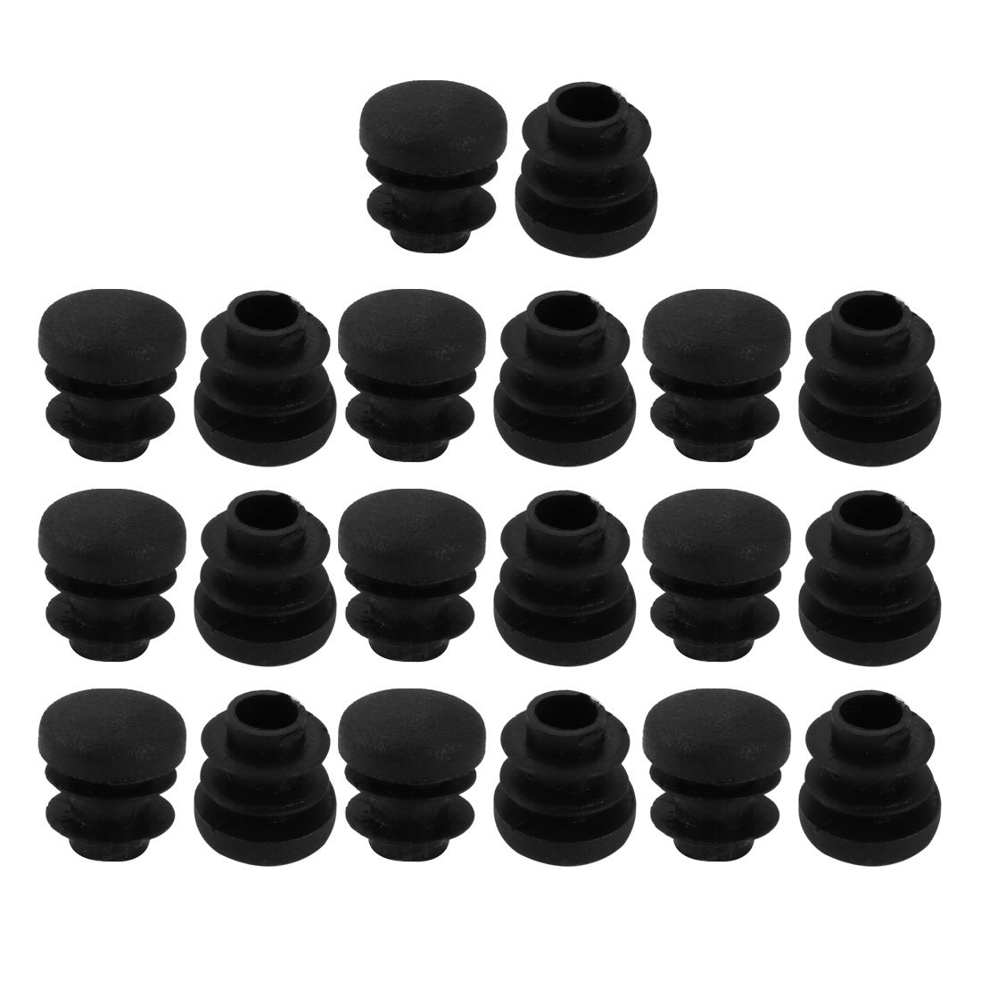 sourcingmap 20pcs 14mm Diameter Tube Insert Chair Leg Cap Round Black Plastic Tubing Plug