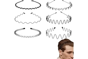 Men’s Headbands 6 Pack Stylish Stretch Hairbands for Daily Wear Gym Travel Streetwear Sports Look Versatile Accessories(Black