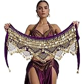 Nimiman Women Triangle Belly Dance Hip Scarves with Gold Coins Dance Costume Wrap Belt Skirts