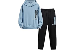 SOLY HUX Boy's 2 Piece Outfit Drop Shoulder Pullover Sweatshirt and Jogger Sweatpants Hoodie & Pants Set