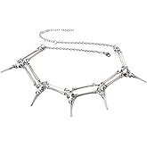 Sacina Gothic Skull Skeleton Choker Necklace, Zinc Alloy Skull Pendant, Goth Halloween Jewelry Gift for Women, Men