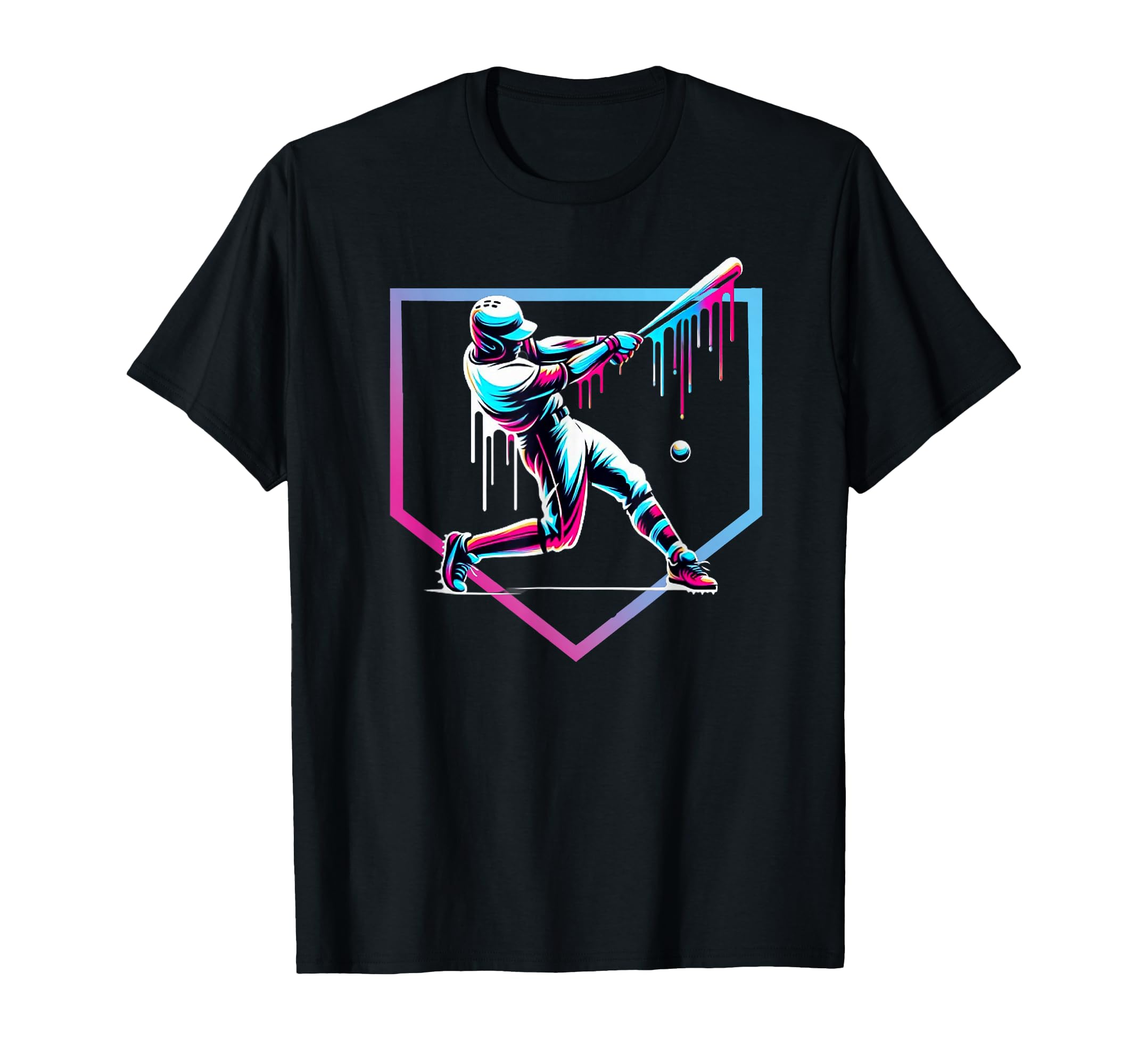 Photo 1 of *** UNKNOWN SIZE***  Blue Baseball Drip Ice Cream Baseball Home Plate Boys Baseball T-Shirt
