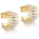 MYEARS Women Ear Cuff Earrings Gold Non Pierced Cartilage Clip on Open Wrap Hoop 14K Gold Plated Simple Hypoallergenic Everyday Jewelry