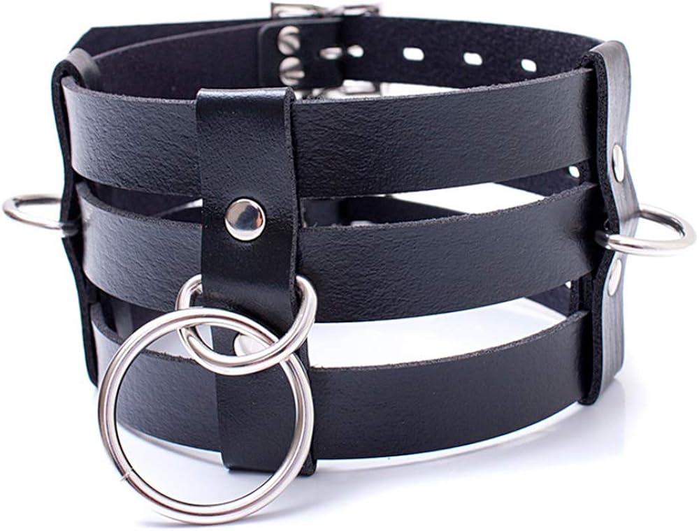 Unisex Sexy Personality Black Leather Classic Dog Slave Training Collar