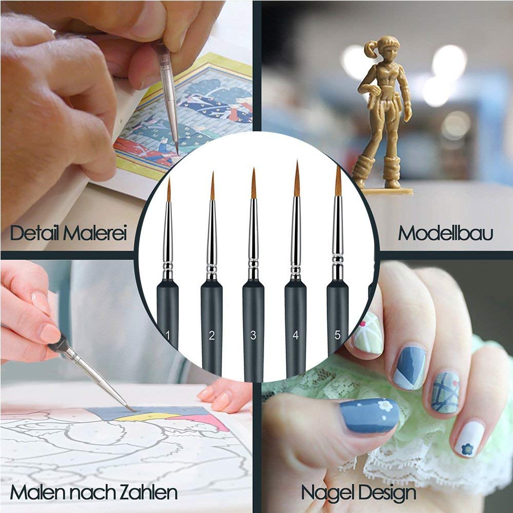 Southstar Pennello di Dettaglio, 10pcs Set di Pennelli da Pittura Miniatura Pennelli Acquerello Perfetti per Ritocchi o per Acquerellare Piccoli Dettagli, Ottimi per I Dettagli