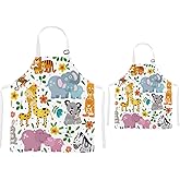 TRYTUTRY Parent Child Aprons with Pocket - Cute Dinosaur Matching Aprons for Kids and Adults