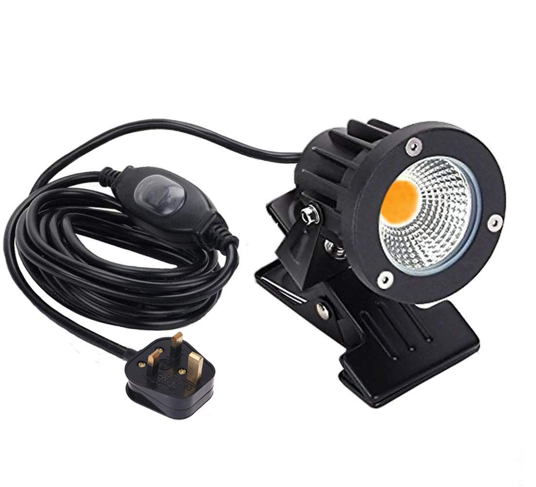 FSLiving Lights with Plug Weatherproof Outdoor Decorations Lighting,Ultra Bright Work Bench Light with Metal Clip (3000K Warm White)