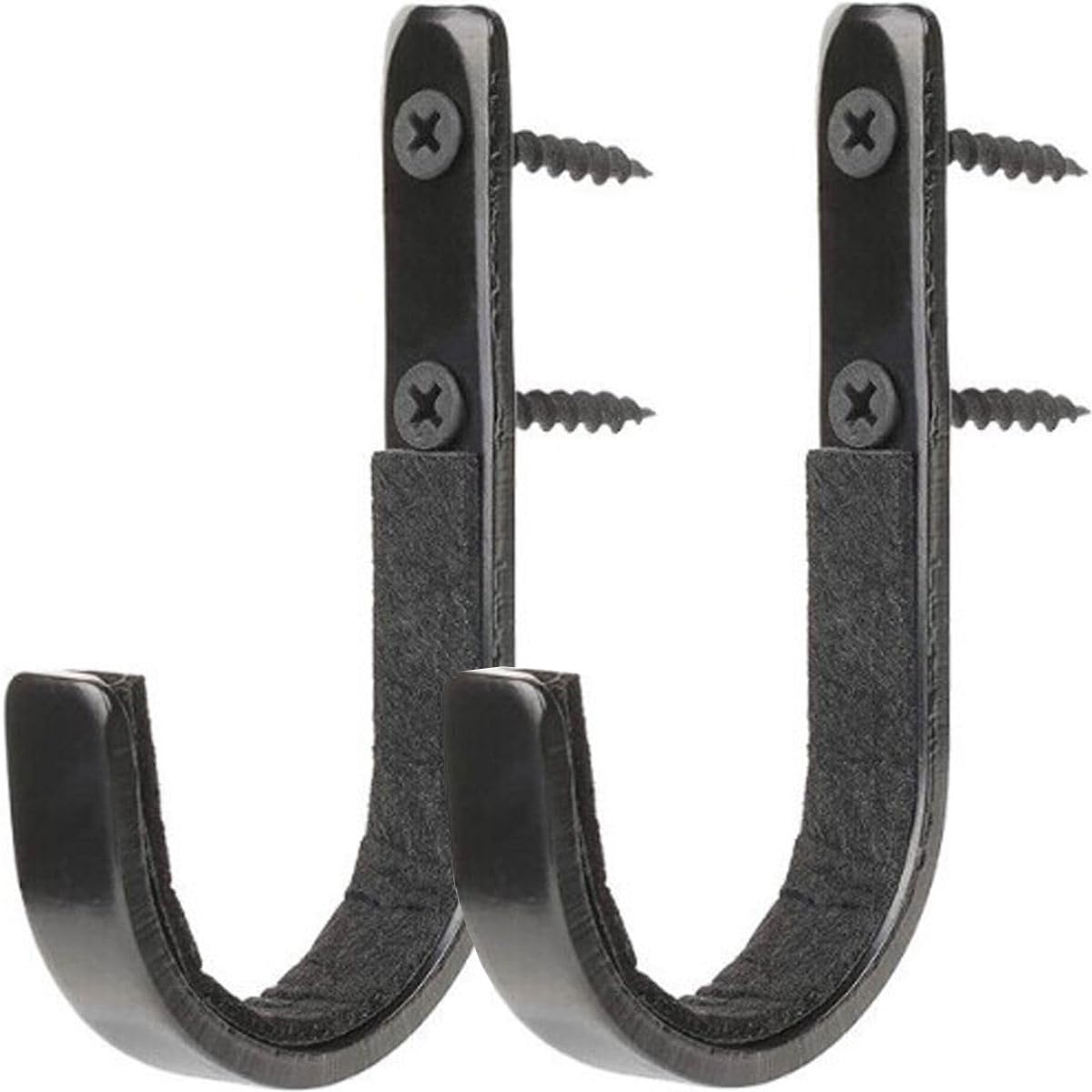 RALSPEC 2 x Padded Rifle Wall Mounting Hooks Gun Rack Cabinet Hanging Mounts Guns Rifles Shotgun Display Holder Black Metal