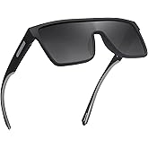 GLINDAR Polarized Flat Top Sunglasses Womens Men, Oversized Square Shield Sports Glasses