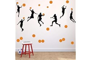 TOARTI Basketball Slam Dunk Silhouette Wall Decals (20 Decals) Sport Player Wall Stickers Peel& Stick Jumpman Wall Art for Boys Teens Living Room Bedroom Playroom