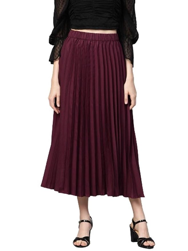 Buy pluss Women's Solid Maroon Skirt (LSKT8118MAROONM) at Amazon.in