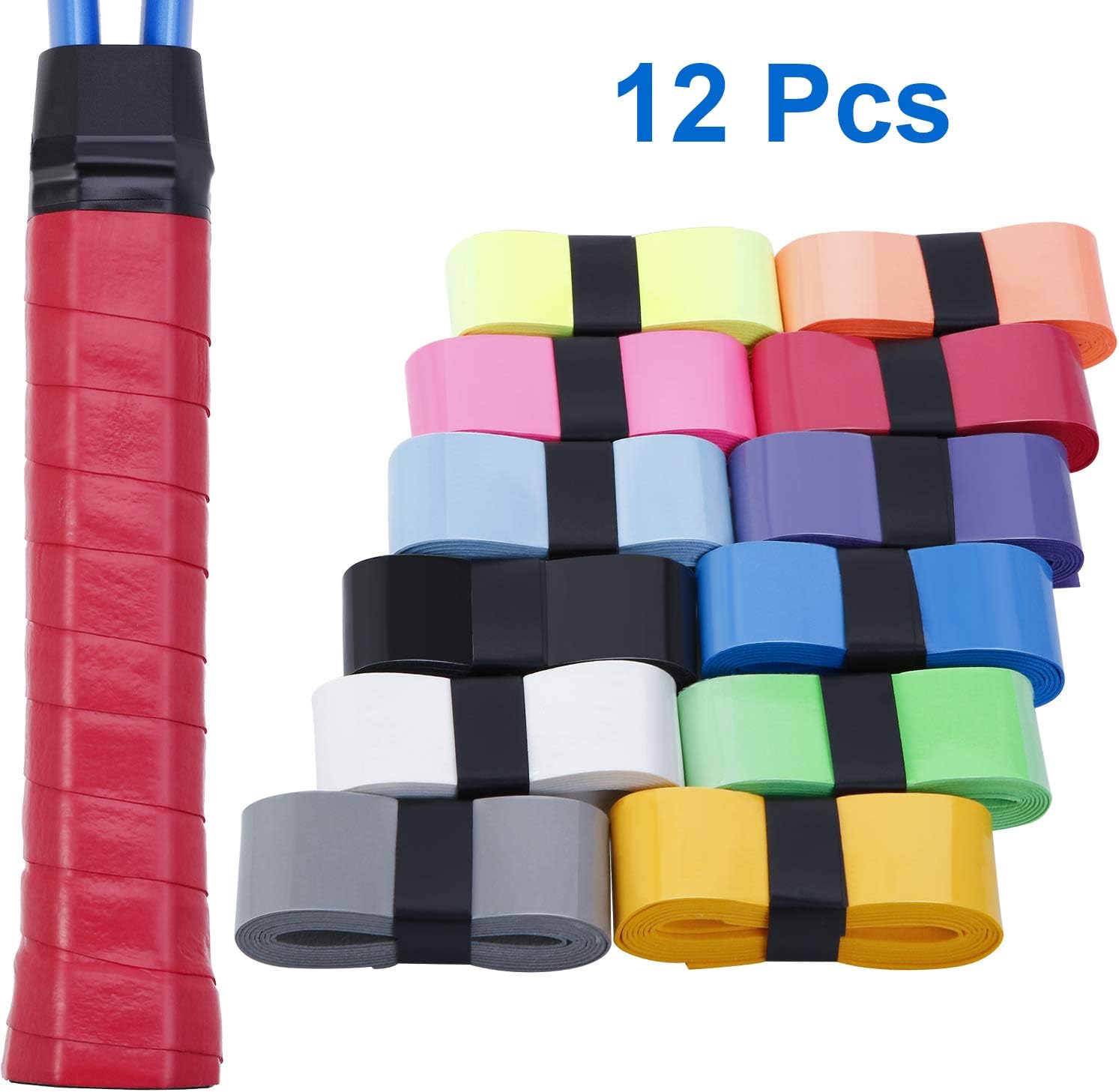 12 Pieces Tennis Badminton Racket Overgrips for Anti-Slip and Absorbent Grip (Multicolored) : Sports & Outdoors