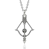 EnCharmed Stainless Steel Crossbow Archery Necklace, Handmade Bow and Arrow Charm Jewelry
