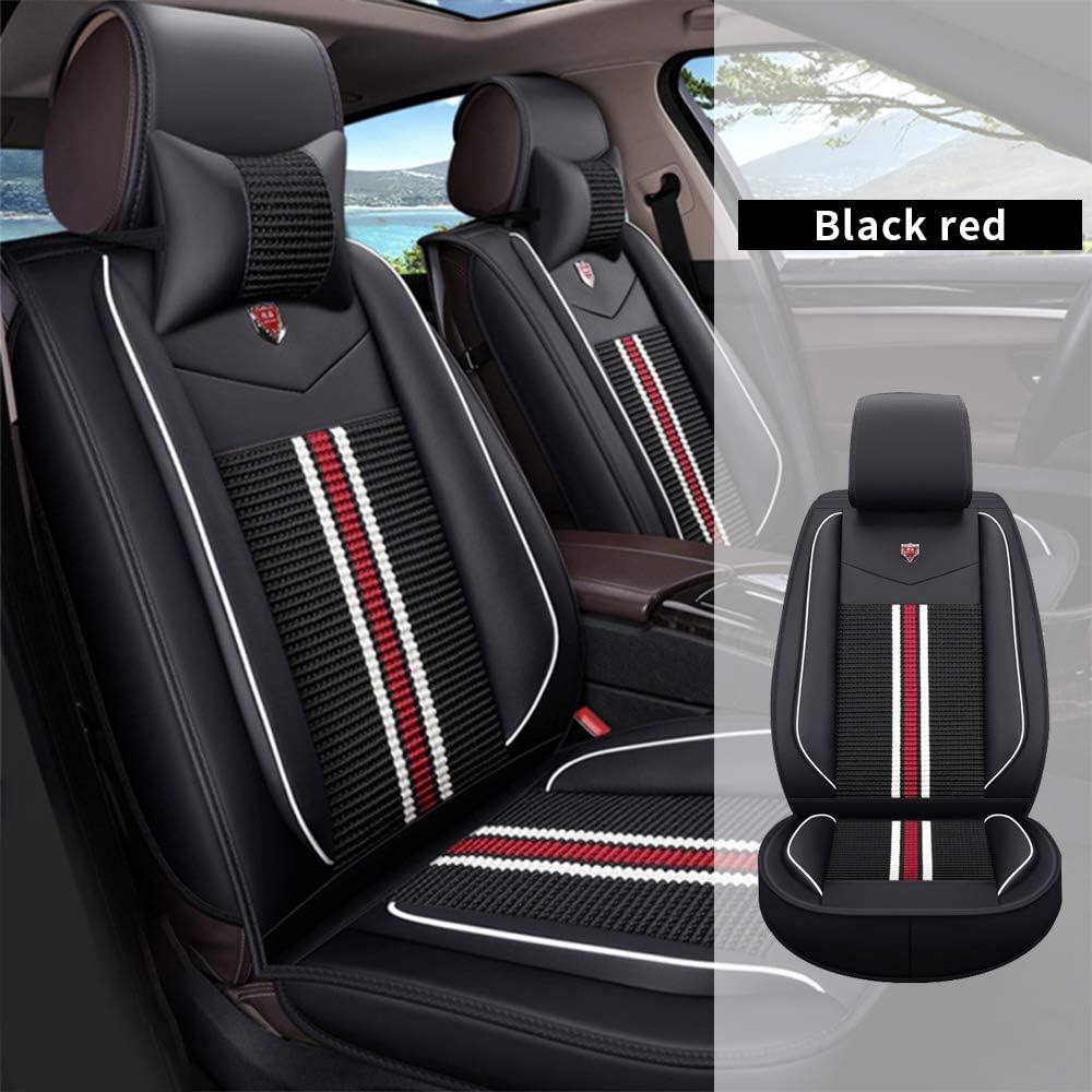 All Weather Custom Car Seat Covers for Jeep Most Car Models 5-Seat Full Protection Waterproof Ultra Comfort Black red Full Set