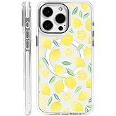 OKBUOK for iPhone 16 Pro Case [Compatible with Magsafe],Girls Women Clear Magnetic Case Silicone Shockproof Protective Cover with Pattern Summer Lemons