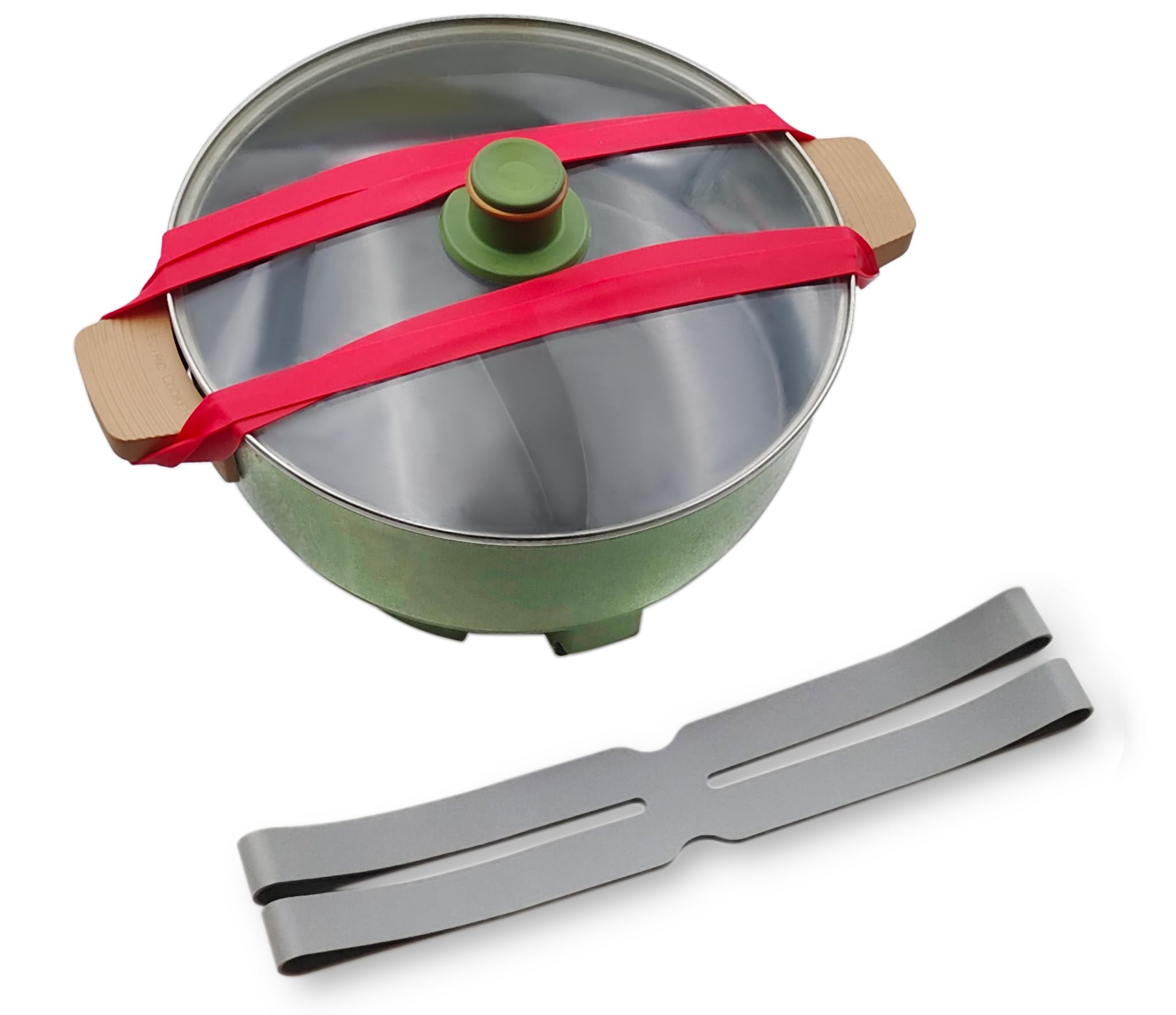 Photo 1 of 12 Inch H Silicone Rubber Bands Elastic Rubber Wrapping Bands for Cooker, Books, Cameras, Crockpot Lid Strap, Slow Cooker Lid Strap, 2 Pcs (Gray and Red)