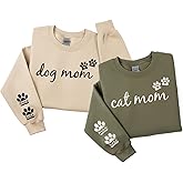 Custom Dog Mom, Dad Sweatshirt with Pet Names, Cat and Dog Nana Gifts,Paw Paw Shirts for Grandpa, Personalized Gifts for Pet Owners, Custom Best Cat Mama Shirt Matching Outfits, Kitty Lover Gift