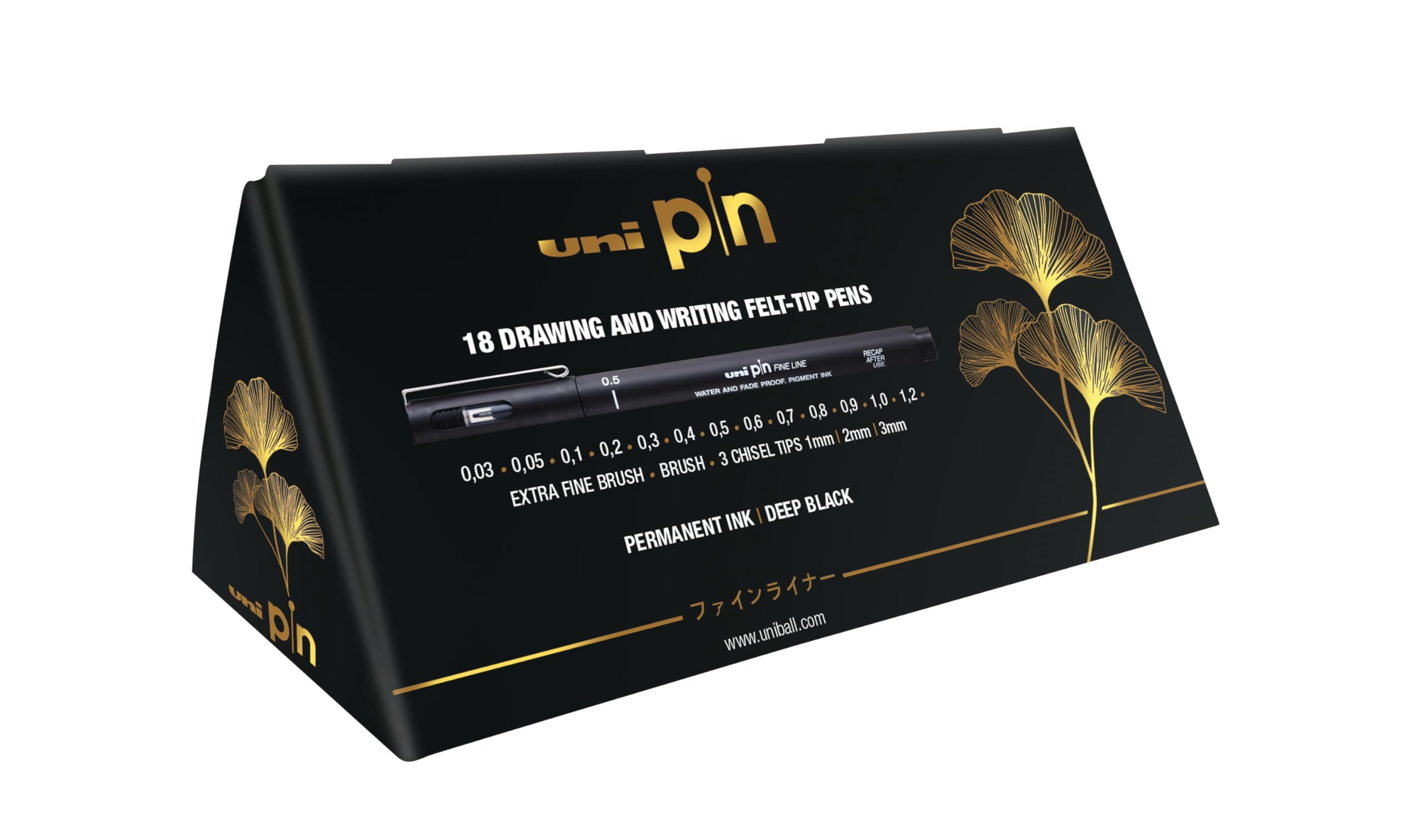 uni-ball PIN Black Felt Tip Pen Fineliners, Water and Fade-Resistant Ink, Ideal for Architects, Sketching, Scrapbooking, Outlining, Journaling, Art, Technical Drawing, Archival Quality, 18pc Gift Set