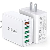 50W USB Wall Charger Block,2Pack 5-Port Charger Fast Charging Block QC 3.0 Multiport Box Brick Cube USB A Wall Plug for iPhone 17/16/15/14 Pro Max Plus, iPad,Galaxy, LG, Moto, Android Phones,AirPorts