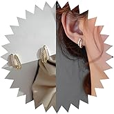 Yheakne Vintage Crystal Double Hoop Huggie Earrings Rhinestone Split Hoop Earrings White Enamel Hoop Earrings Sparkling Cz Split Earrings Jewellery for Women