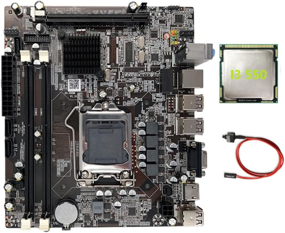 Wresetly H55 Motherboard LGA1156 DDR3 + I3 550 CPU & Switch Cable
