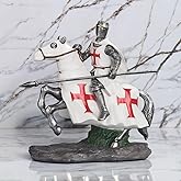 ICE ARMOR Hand Painted 6" H White Crusader Cavalry Figurine Statue Sculpture Ornament Decoration Home/Room Decor Unique Gift Ideas for Housewarming Holidays Birthdays Great Collectible Addition