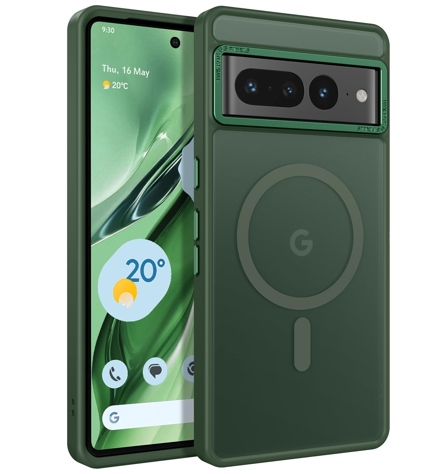 YINLAI for Google Pixel 7 Pro Magnetic Case [Compatible with Magsafe] Support Wireless Charging Slim Full Shockproof Case for Google Pixel 7 Pro, Green